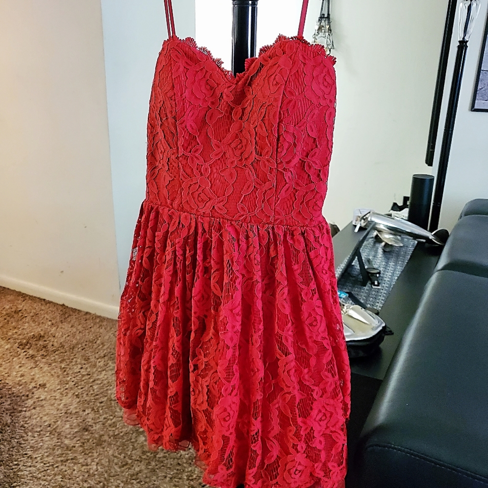 Red lace dress